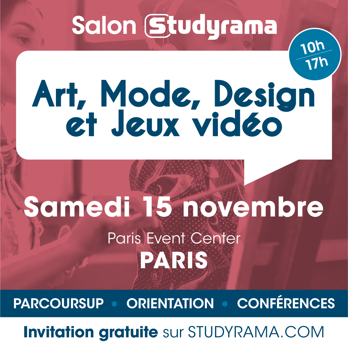 Visuel infos Salon Arts, mode jeux Vidéo Studyrama 2025