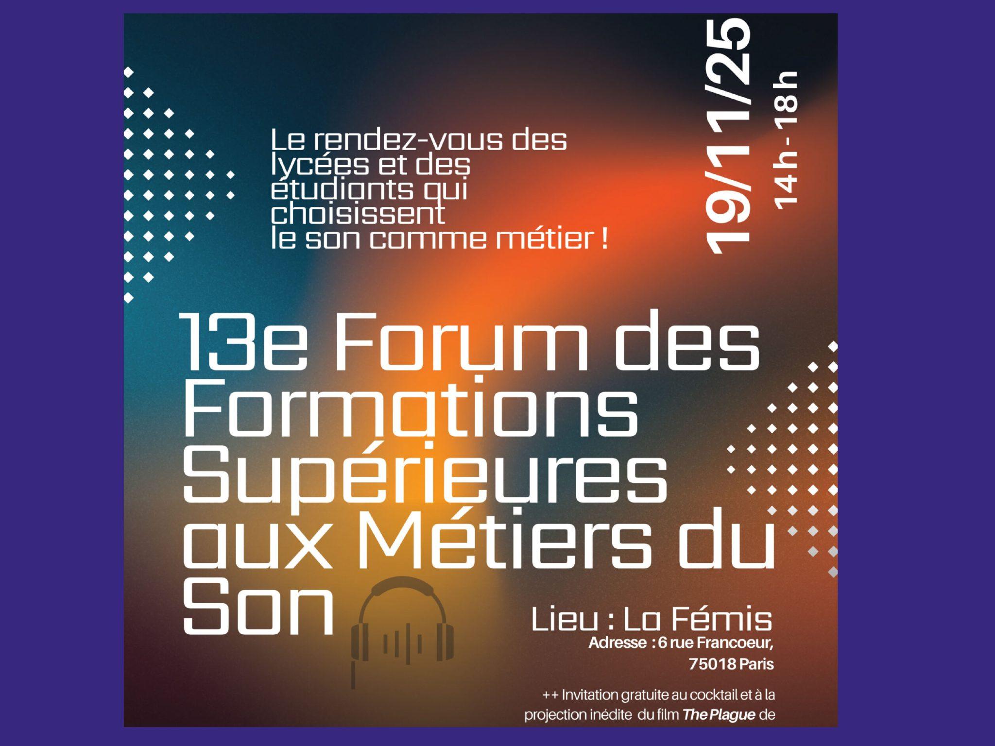 Image Annonce Forum Formations SUpérieures métiers du son
