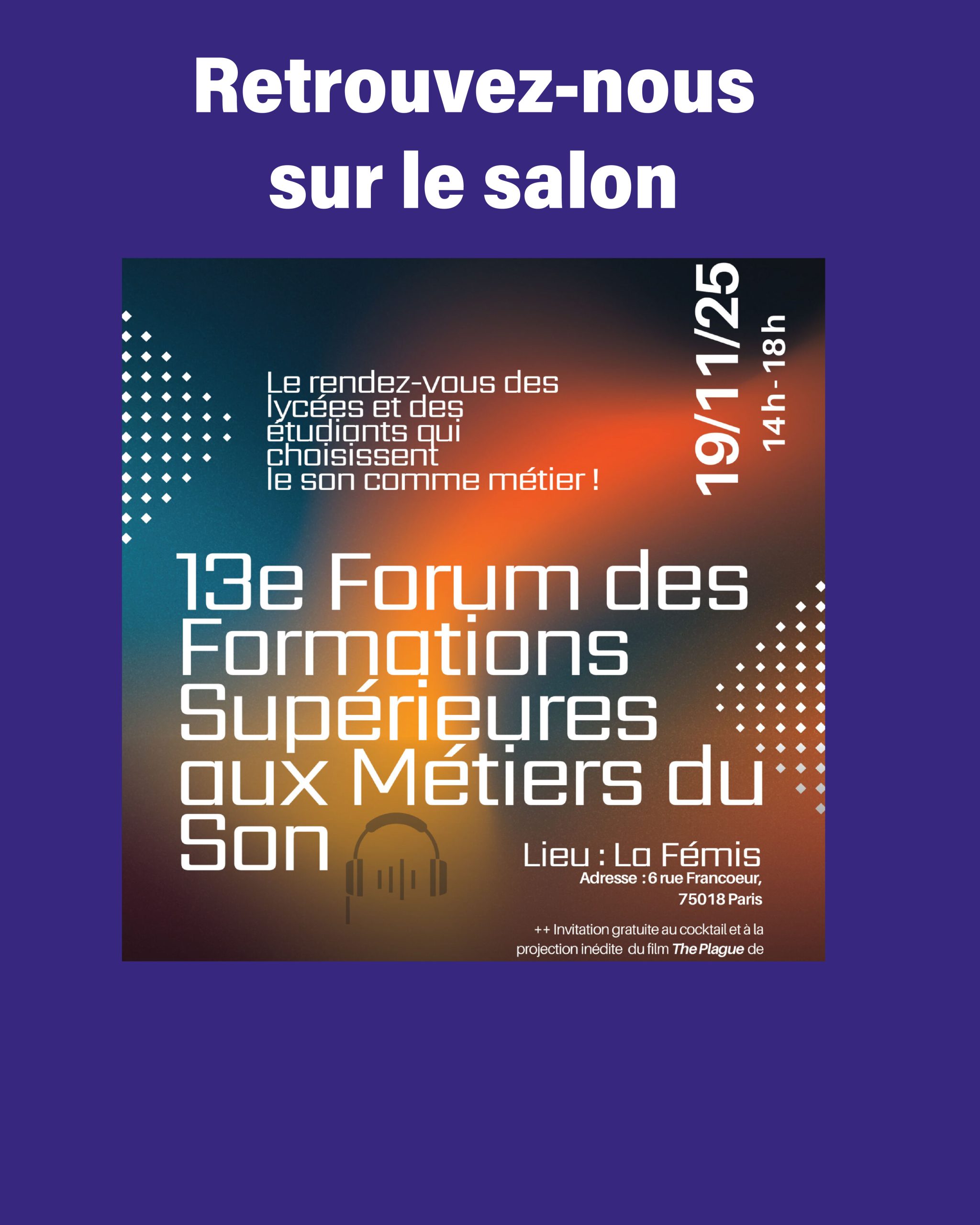 Image Annonce Forum Formations SUpérieures métiers du son
