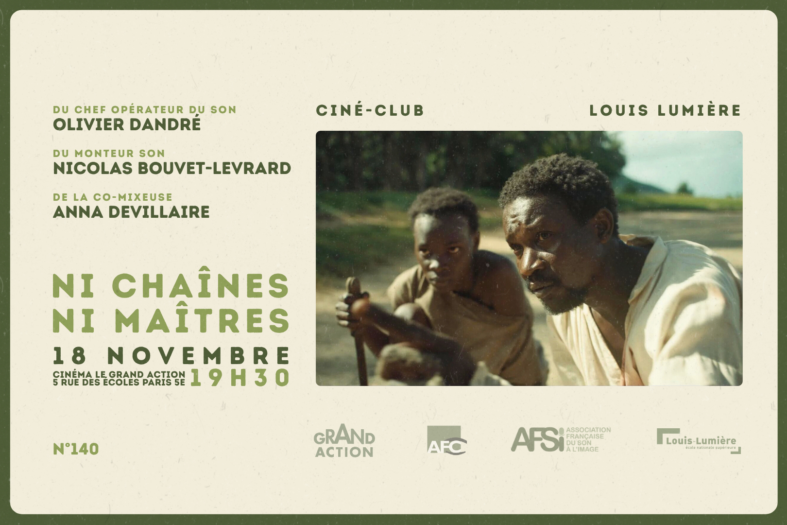 Visuel affiche séance cinéclub Ni chaînes ni maîtres