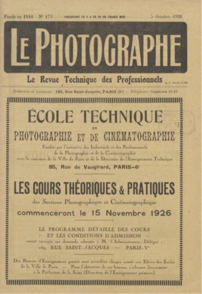 affiche annon&ccedil;ant les premiers cours le 15 novembre 1926